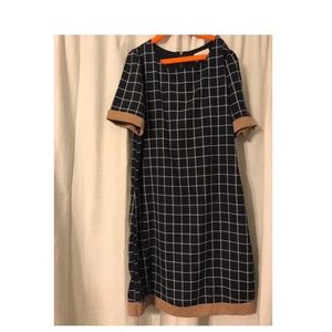 Adorable white and navy dress with beige lining!